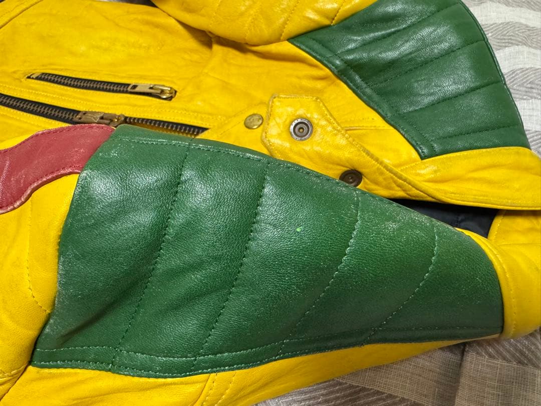 超希少 blackmeans 激渋ヤレ加工 ライダース イエロー Lサイズ 美品