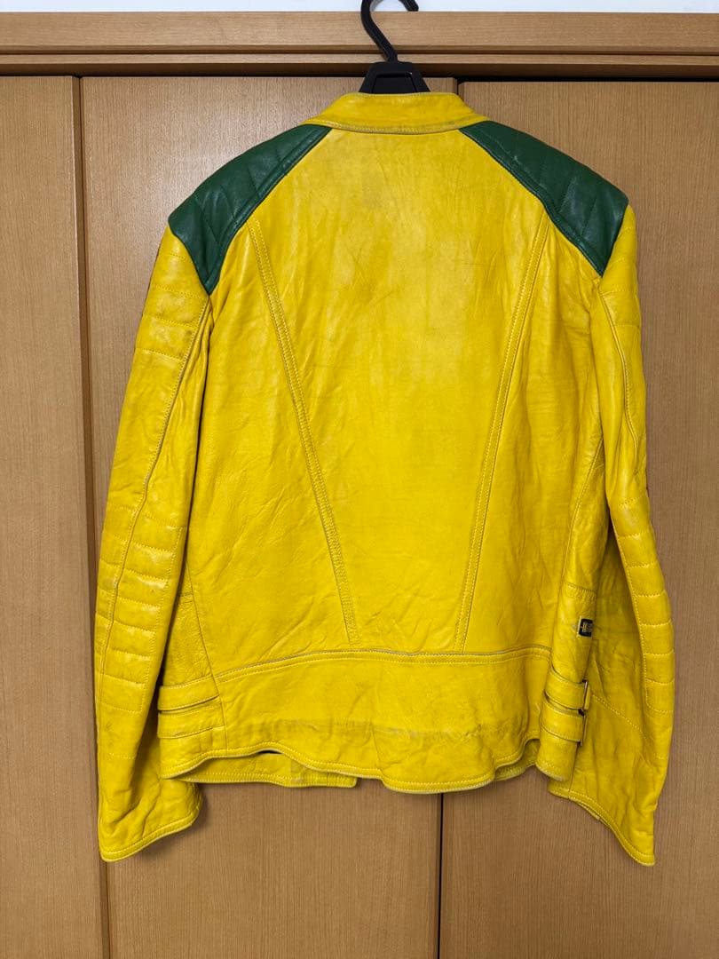 超希少 blackmeans 激渋ヤレ加工 ライダース イエロー Lサイズ 美品