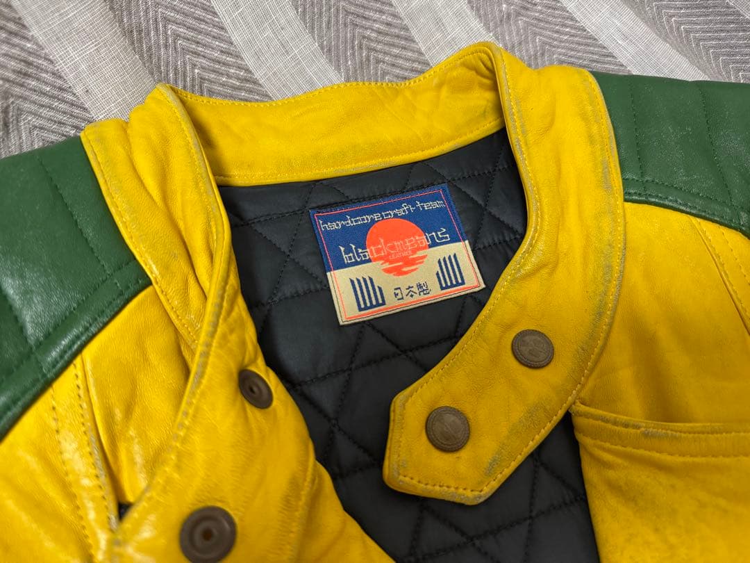 超希少 blackmeans 激渋ヤレ加工 ライダース イエロー Lサイズ 美品