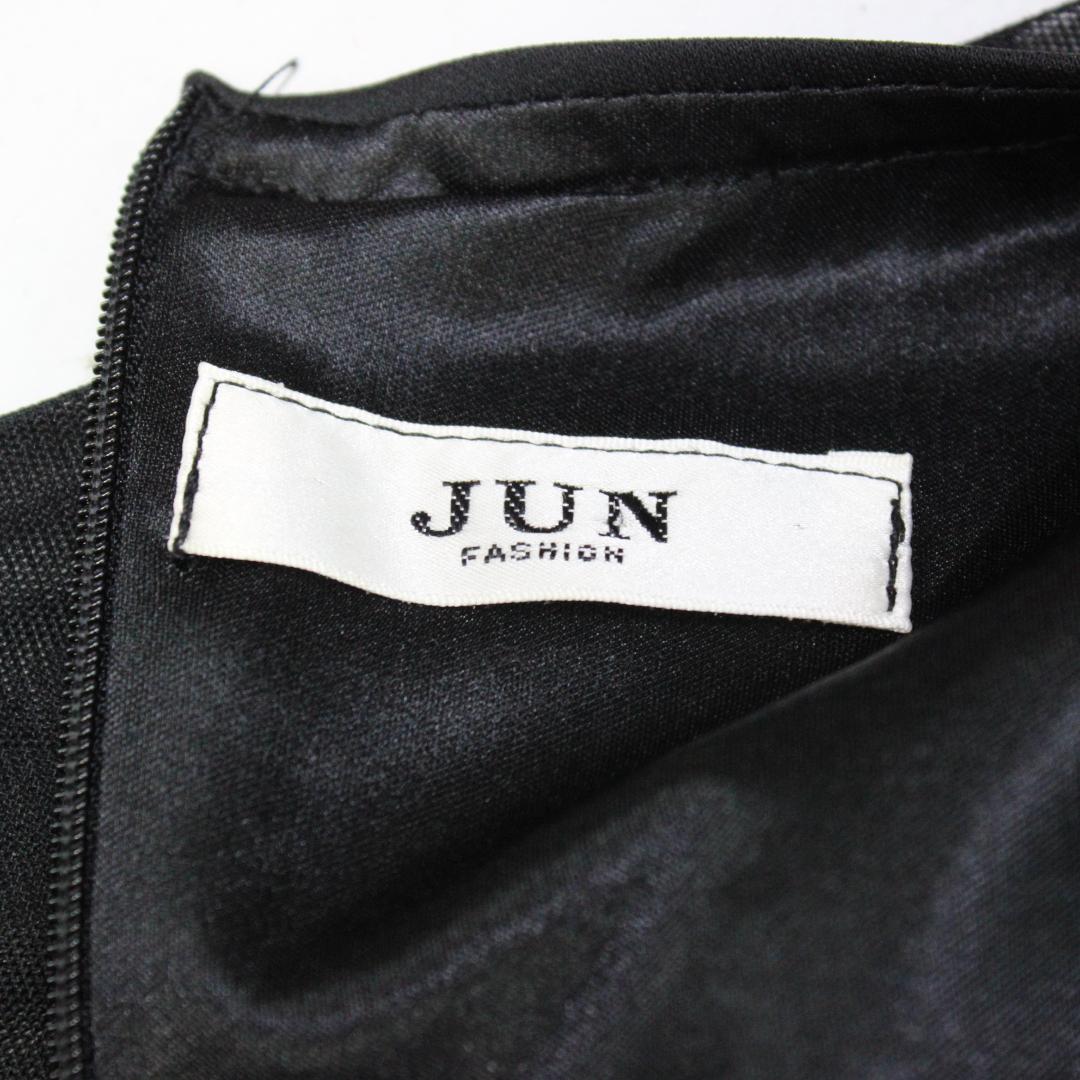 【美品 社交ダンス衣装】ワンピース ドレス JUN 黒 シースルー シンプル