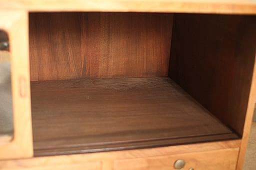 古いガラス戸棚×木製小引き出し3杯　食器棚　タンス　収納　古家具　古民家