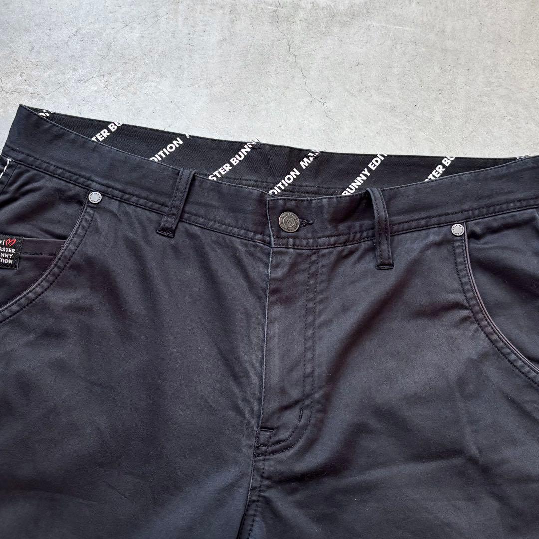 マスターバニーエディション ストレッチロングパンツ ロゴ メンズ5 黒 ゴルフ