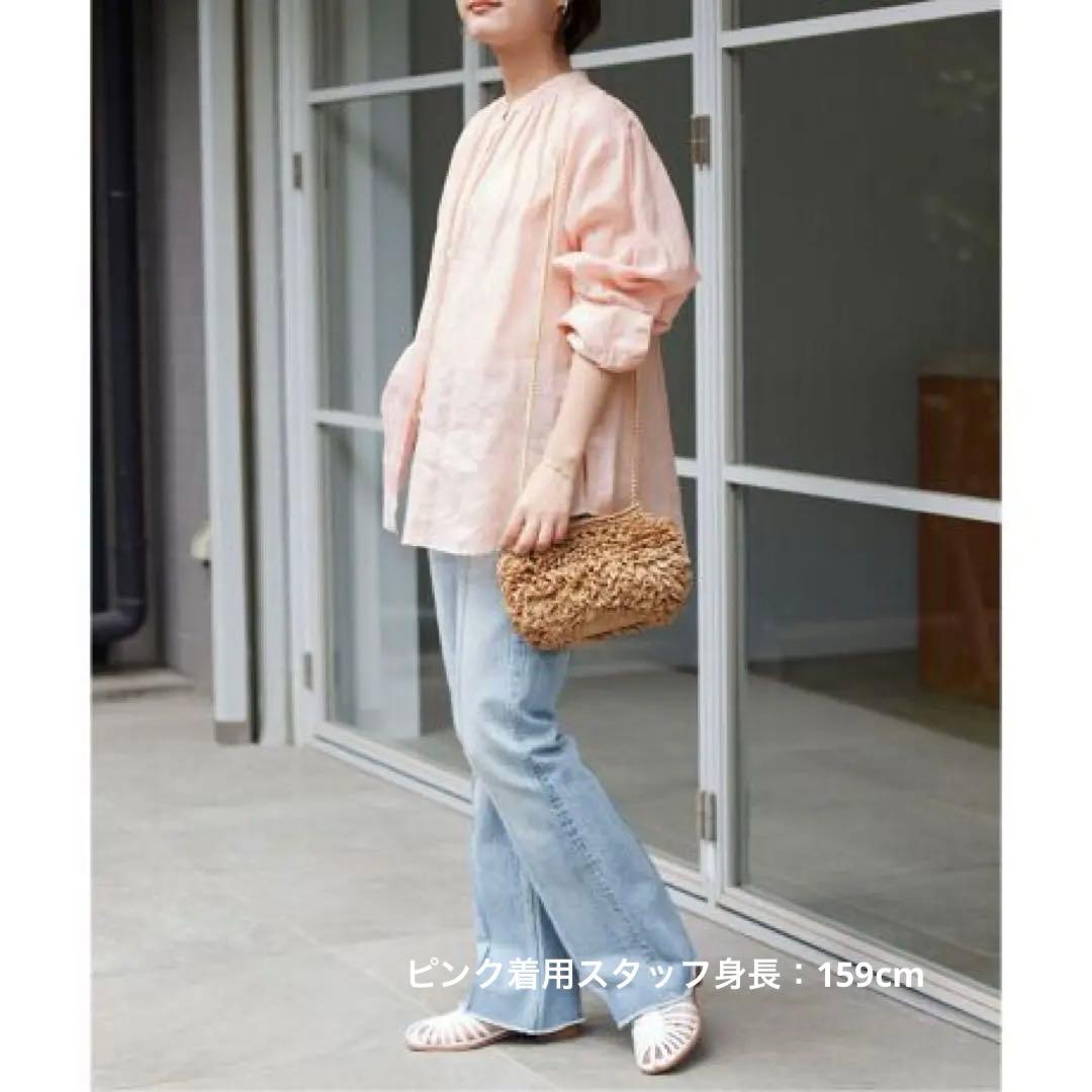 【美品】SLOBE IENA / ラミーギャザーシャツ 麻100 ピンク