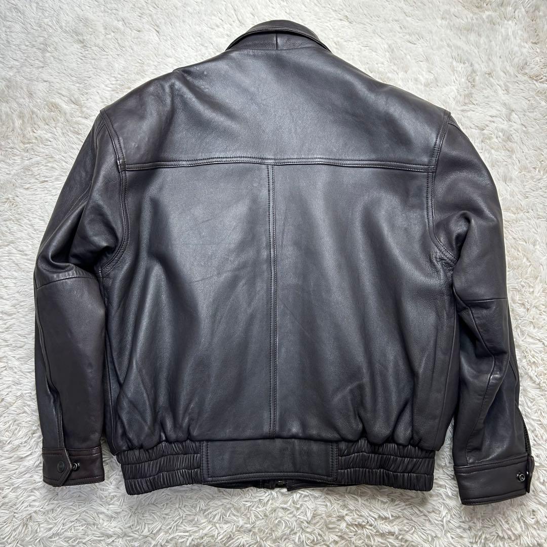 90s ヴィンテージ A-2 短丈 ラムレザー ボンバージャケット 濃茶 XL