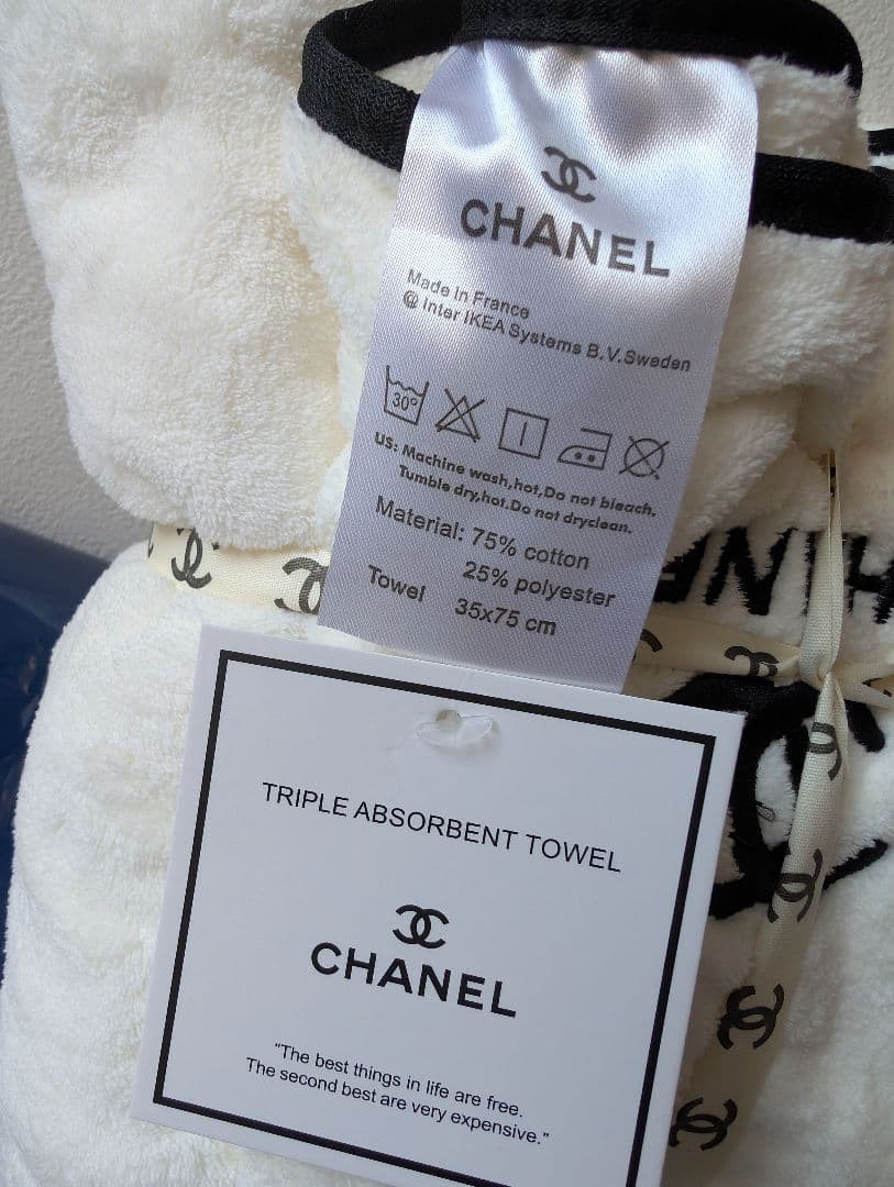 新品 CHANEL/シャネル バスタオル＆フェイスタオル 2枚セット ホワイト