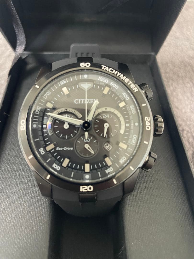 美品✨ベルト新品　シチズン　エコドライブ スポーティクロノ　CA4157-09E