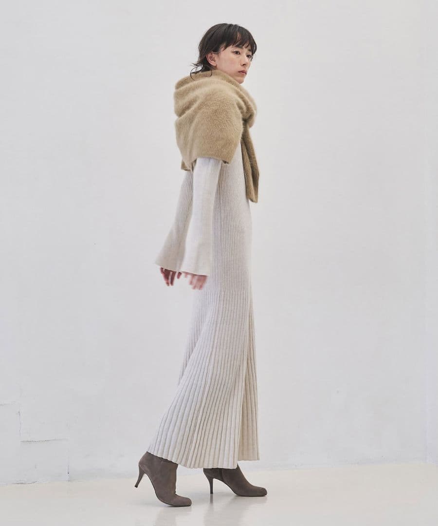 ガリャルダガランテ／23AW 定価3万円 フレアスリーブ リブニットワンピース