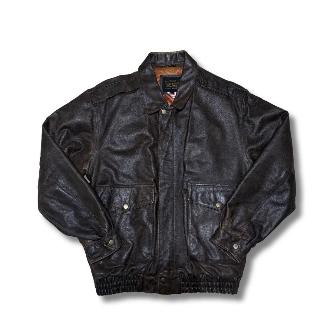 90s A-2 フライトジャケット 本革 レザー L 米軍 短丈