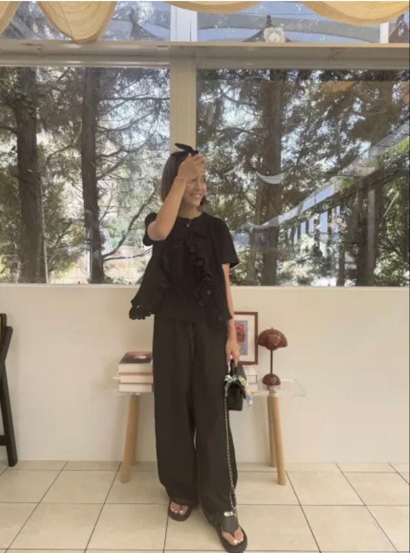 rosy monster wave lace knit vest ネイビー