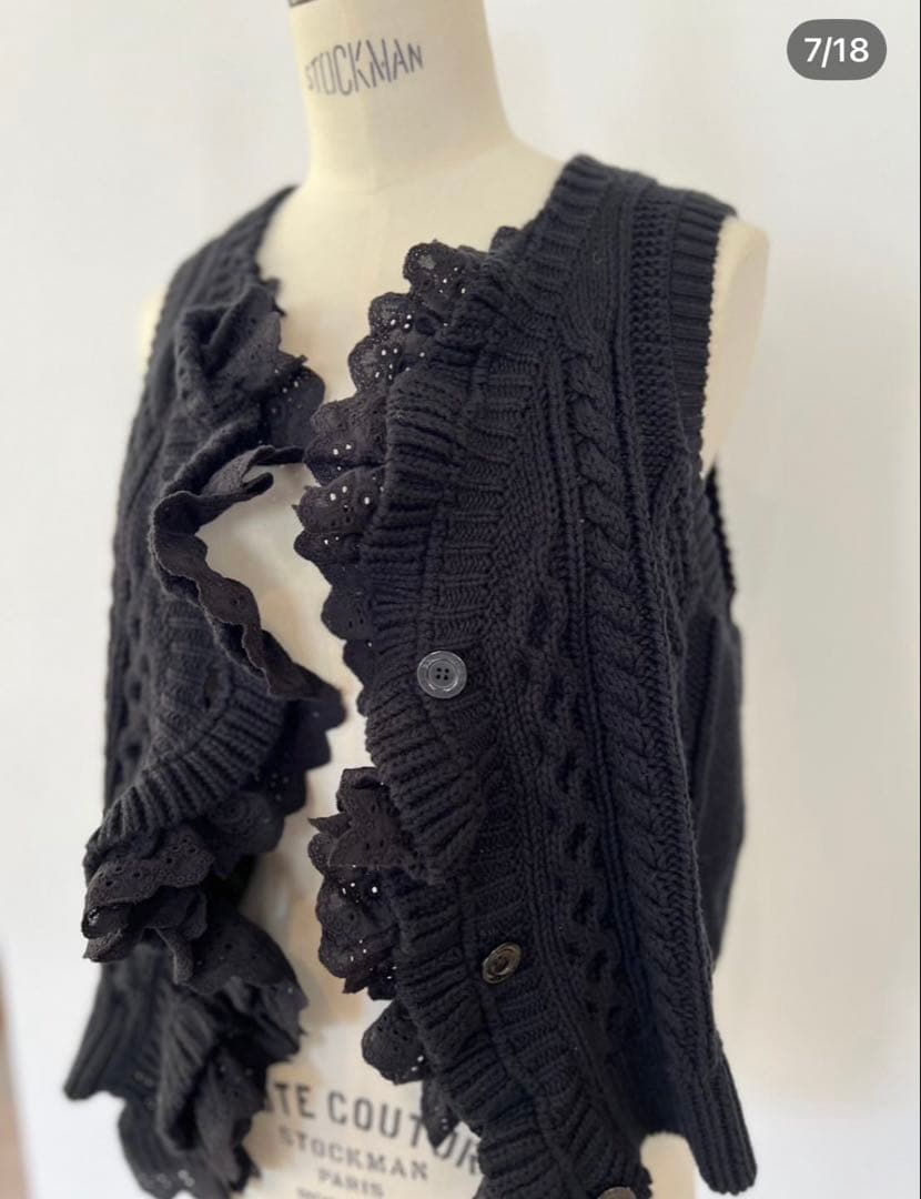 rosy monster wave lace knit vest ネイビー