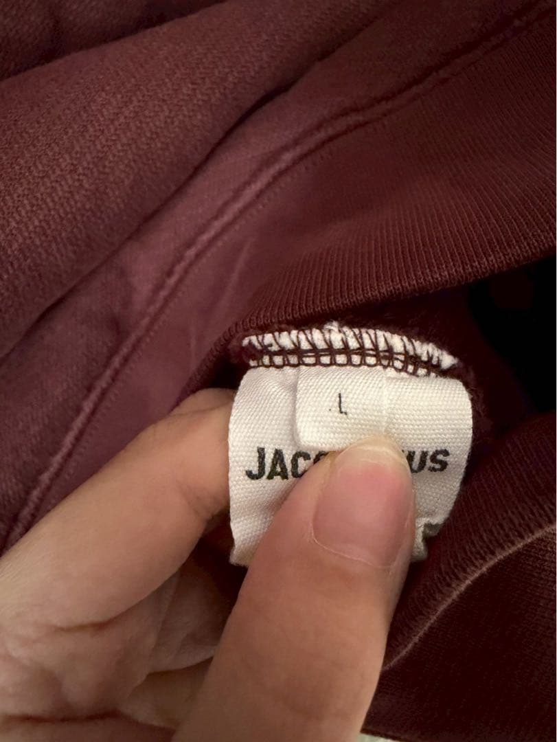 JACQUEMUS バーガンディ フード付きパーカー L