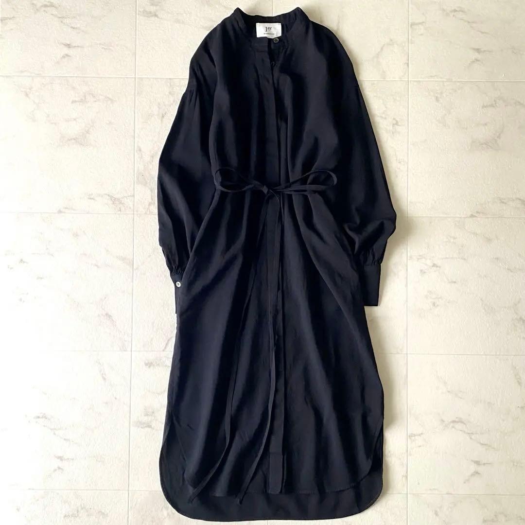 極美品.定価.3.3万☆プルミエアロンディスモン 洗える バンドカラーワンピース