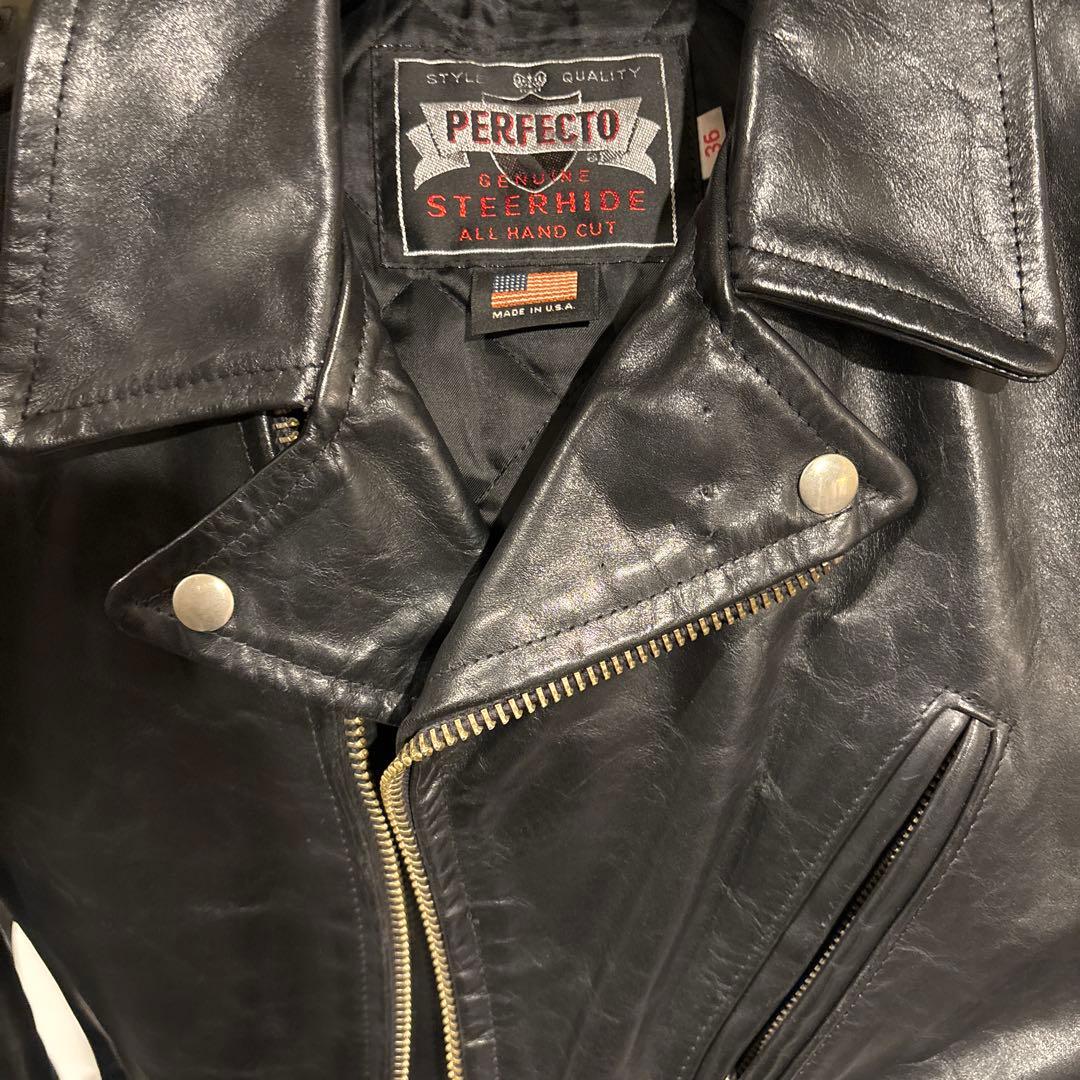 schott 100周年　レザー ダブルライダースジャケット　エリボア付き