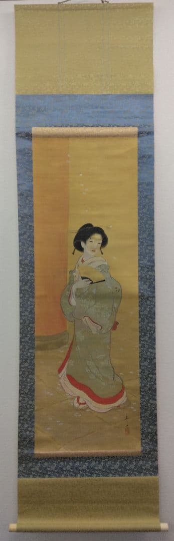 美人画　浮世絵　絹本　掛軸（夢二 風）