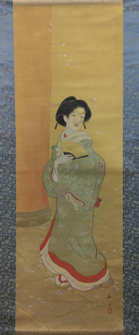 美人画　浮世絵　絹本　掛軸（夢二 風）
