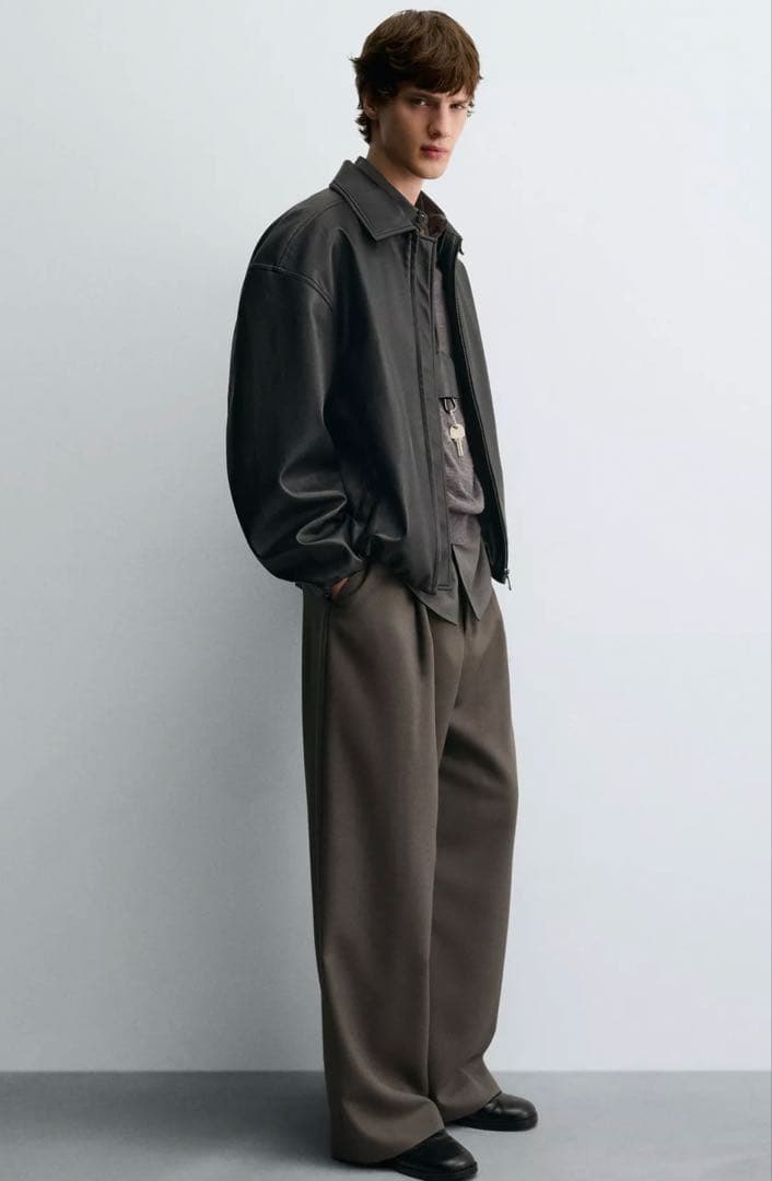 ZARA フェイクレザーボンバージャケット ライダース