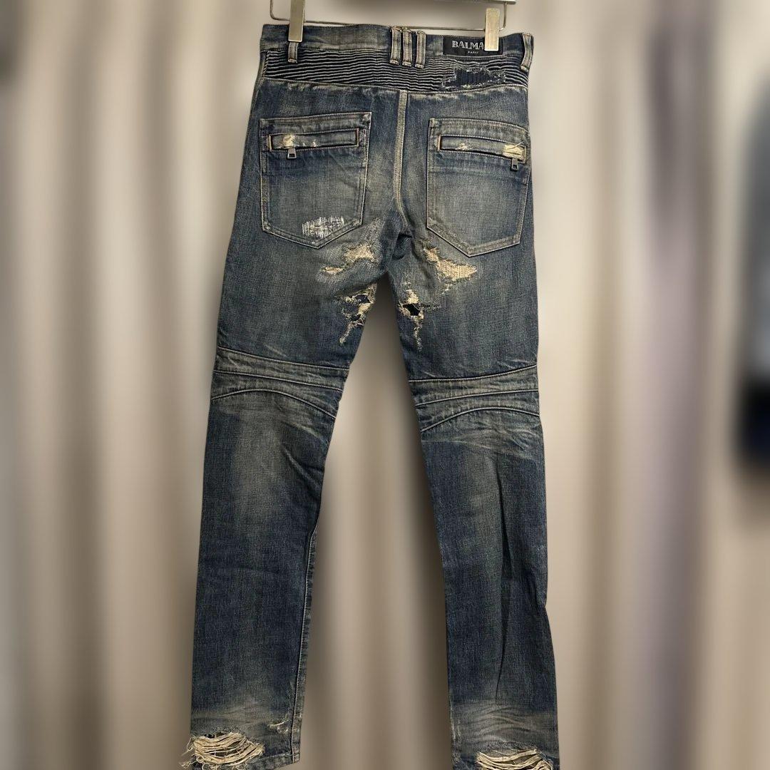 BALMAIN デストロイ バイカー デニム 13aw