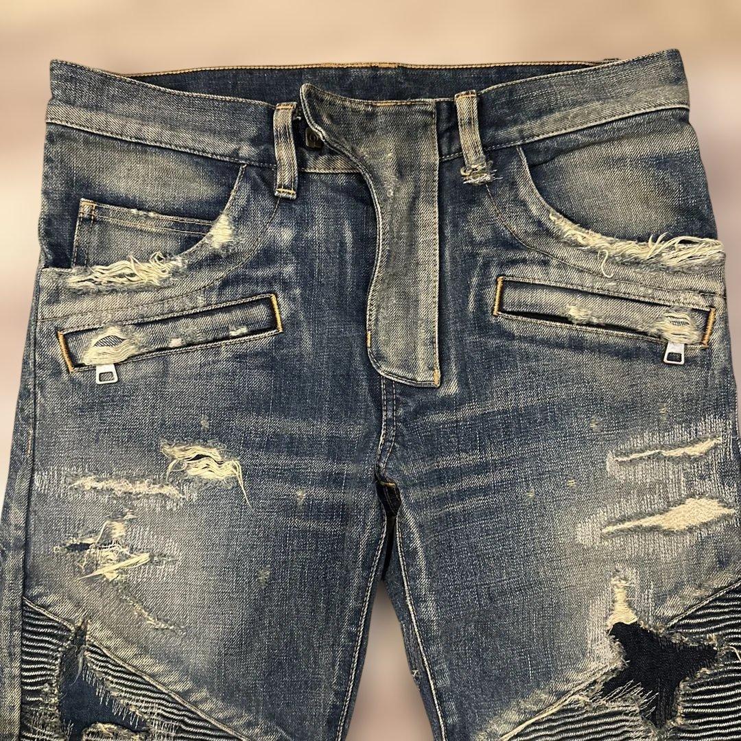 BALMAIN デストロイ バイカー デニム 13aw