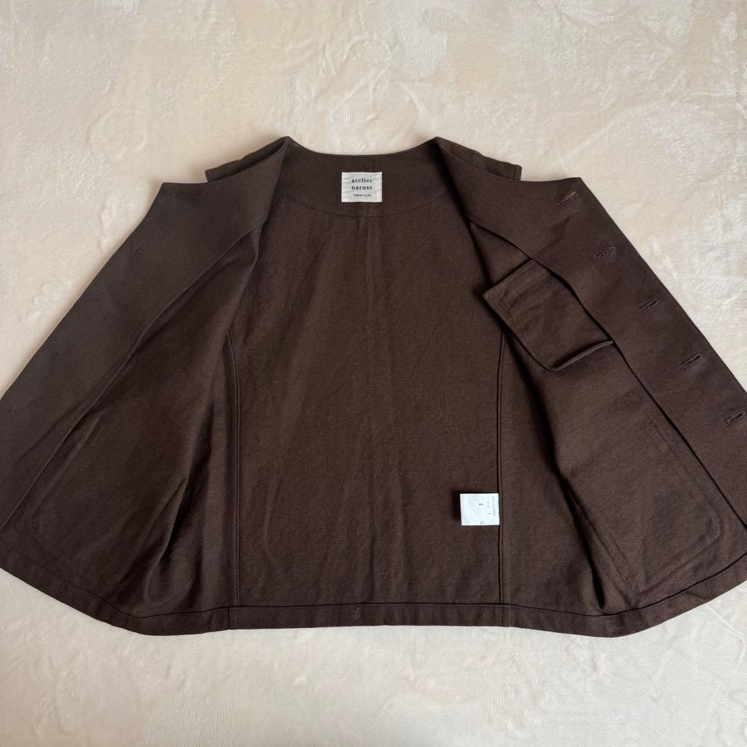 【最終価格】アトリエナルセ フラックス綿麻ギャバジン ベスト ブラウン