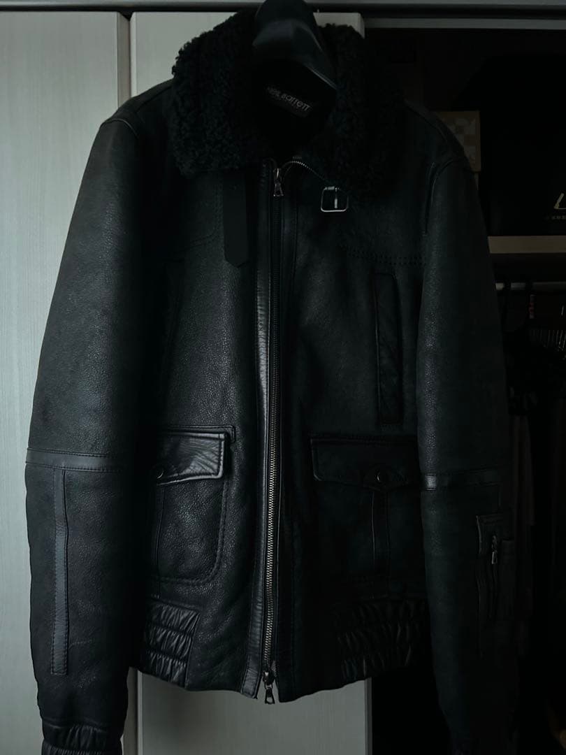 Neil Barrett 06AWレザームートンジャケットブラックarchive