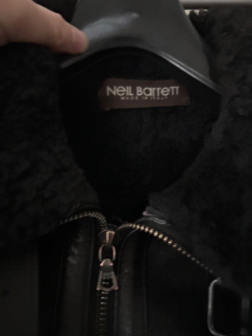 Neil Barrett 06AWレザームートンジャケットブラックarchive
