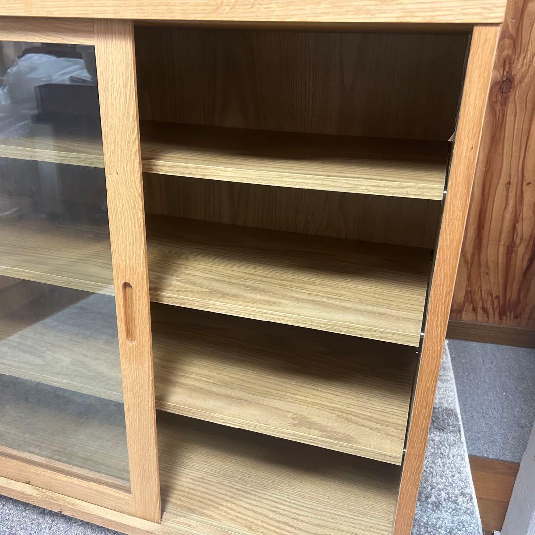 都内23区送料無料❗️ 無印良品　キャビネット　ガラス扉　オーク材✨
