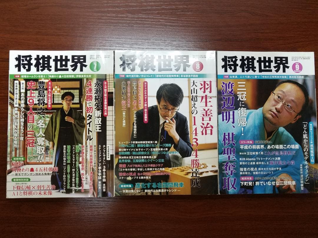 「将棋世界」美品　10冊　2019年5月～12月号ほか