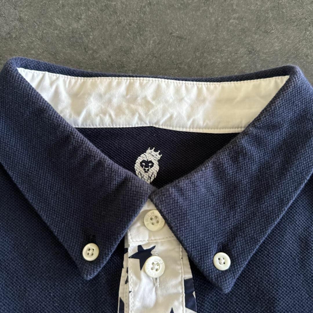 V12 FAKE TIE フェイクタイ ポロシャツ ネイビーM