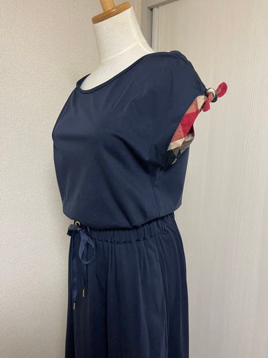 クレストブリッジ　マキシ丈ワンピース　38 Mサイズ　紺色　赤チェック