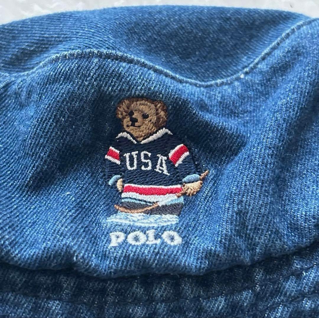 【Aki様】 POLO RALPH LAUREN デニムバケットハット 刺繍 青