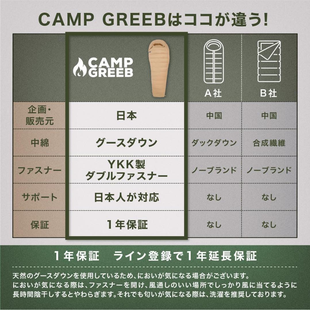 大人気✨️キャンプシュラフ寝袋 ブラック 400g 高級グースダウン 秋冬春