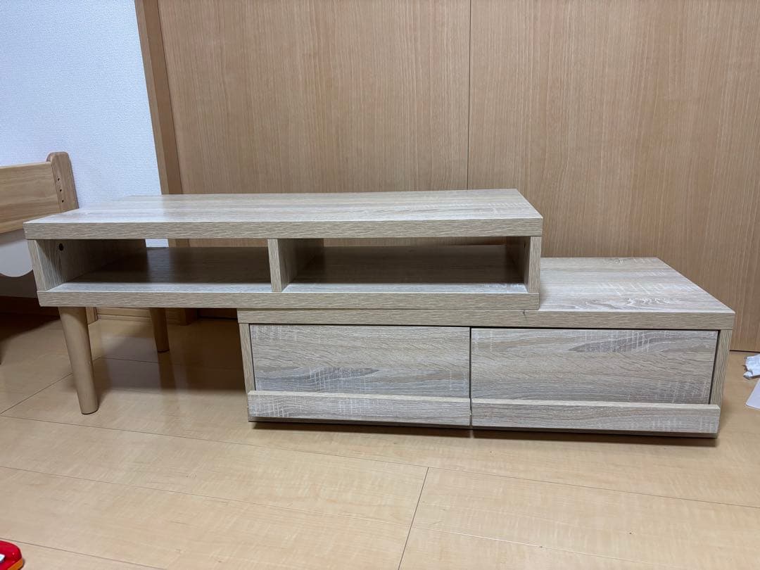 伸長式テレビ台　ライトウッド