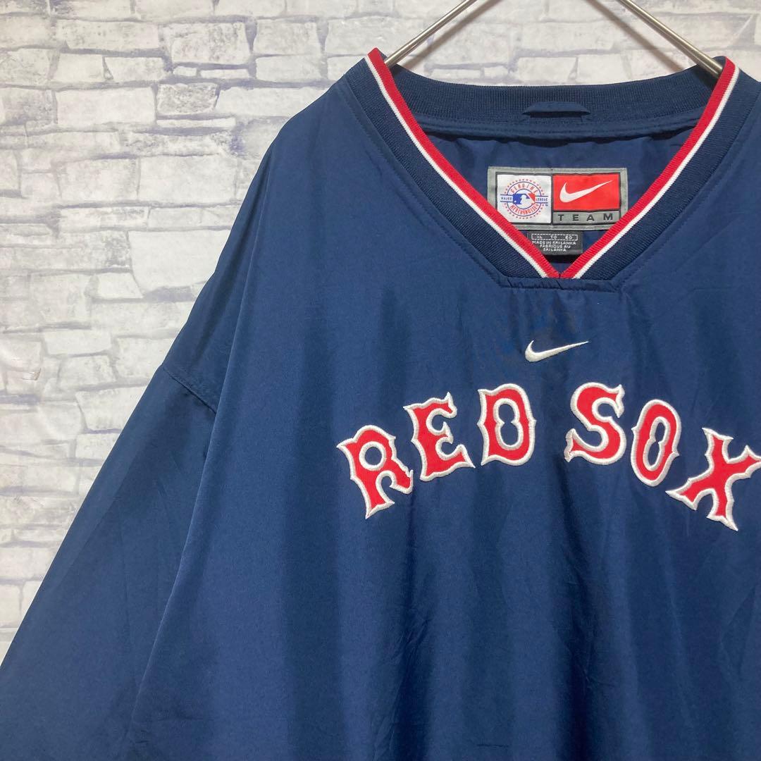 NIKE Red Sox VネックプルオーバーナイロンジャケットセンターロゴXL