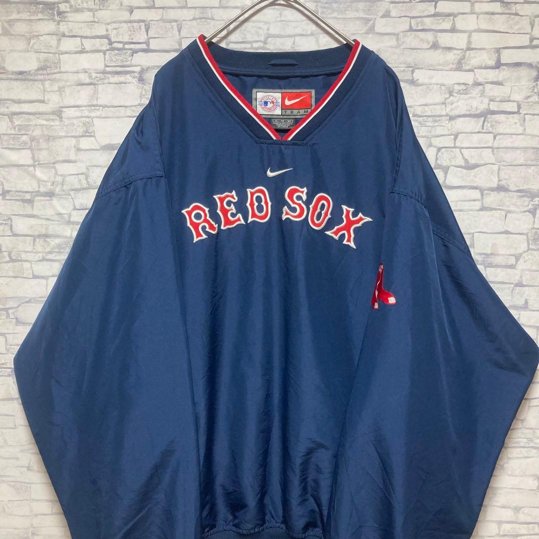 NIKE Red Sox VネックプルオーバーナイロンジャケットセンターロゴXL