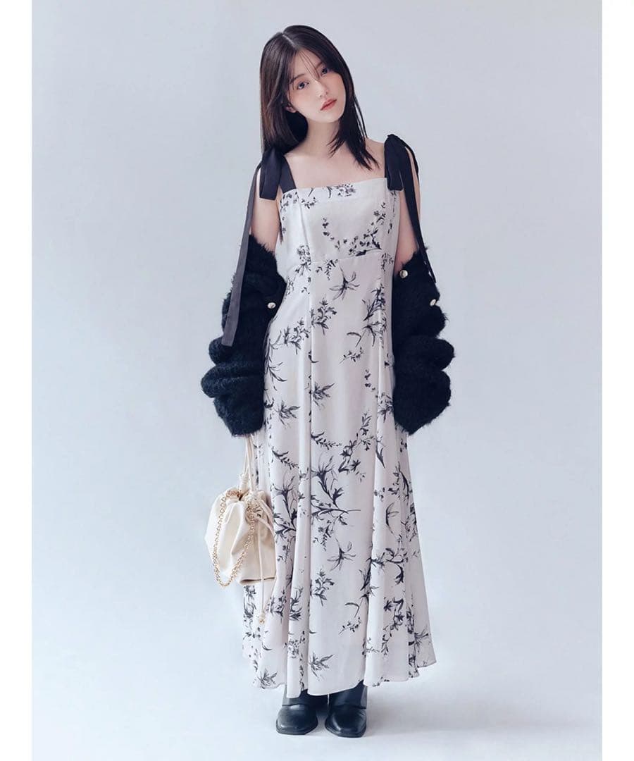 リボンディテールフローラルワンピース FRAY I.D