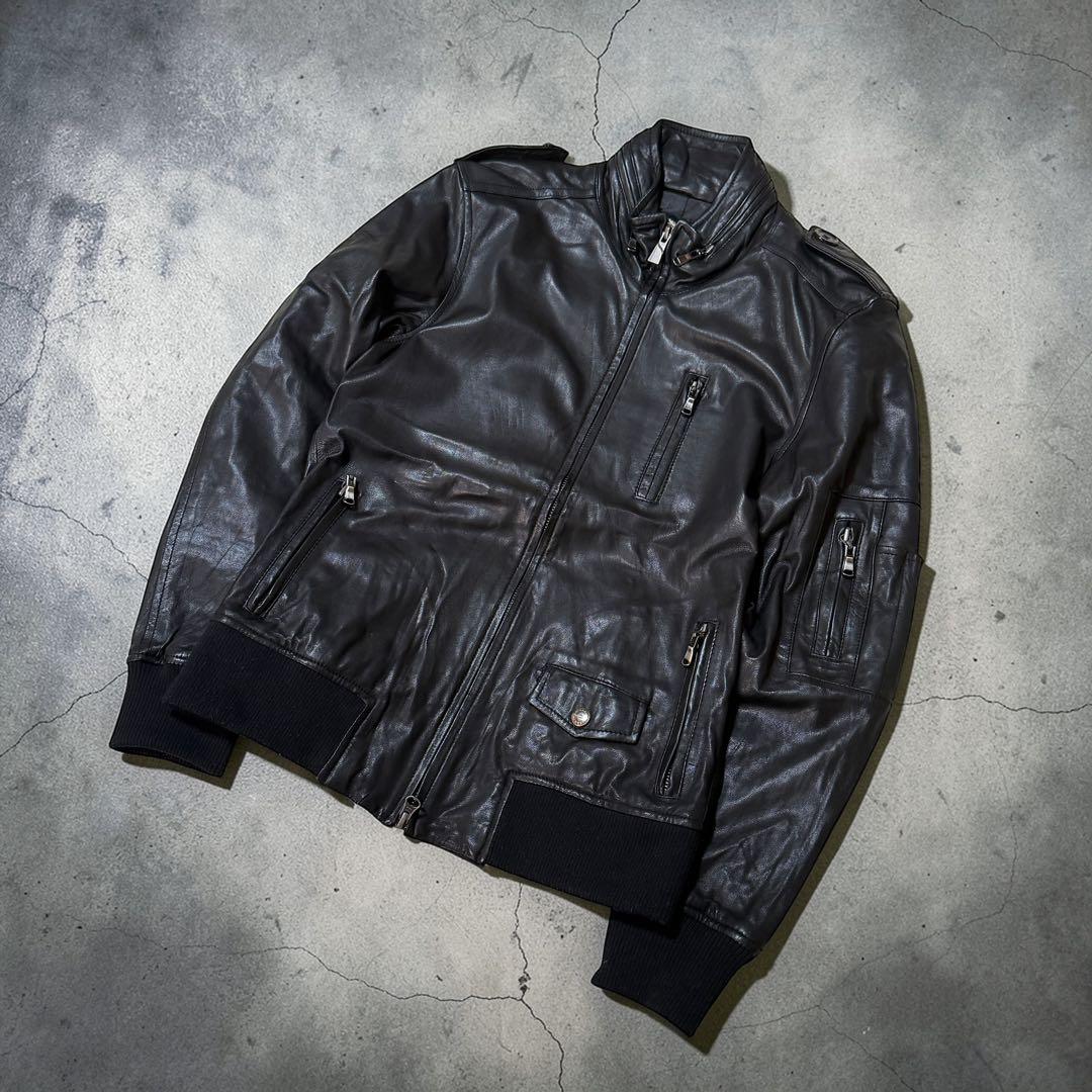 ジャケット・アウター darkwear double zip leather jacket opium