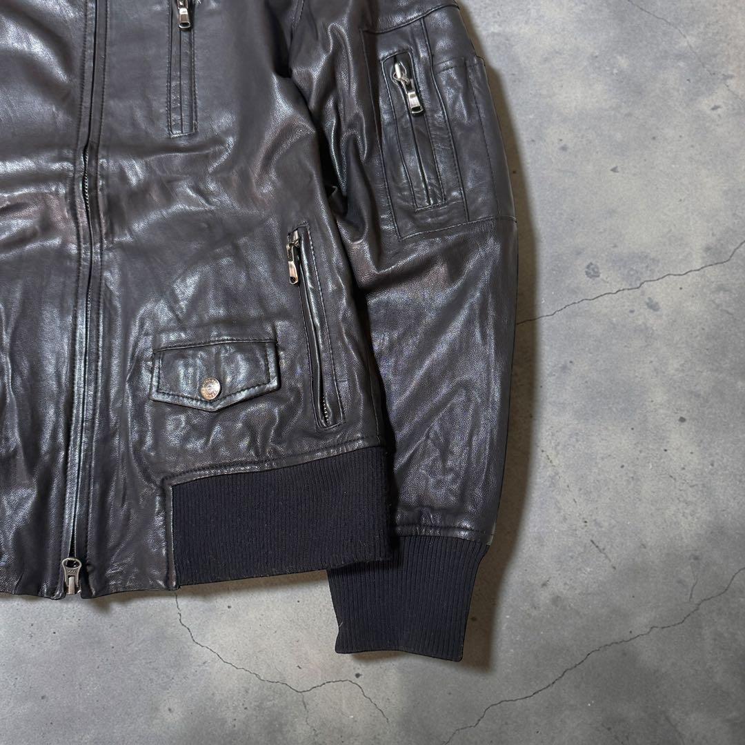 ジャケット・アウター darkwear double zip leather jacket opium