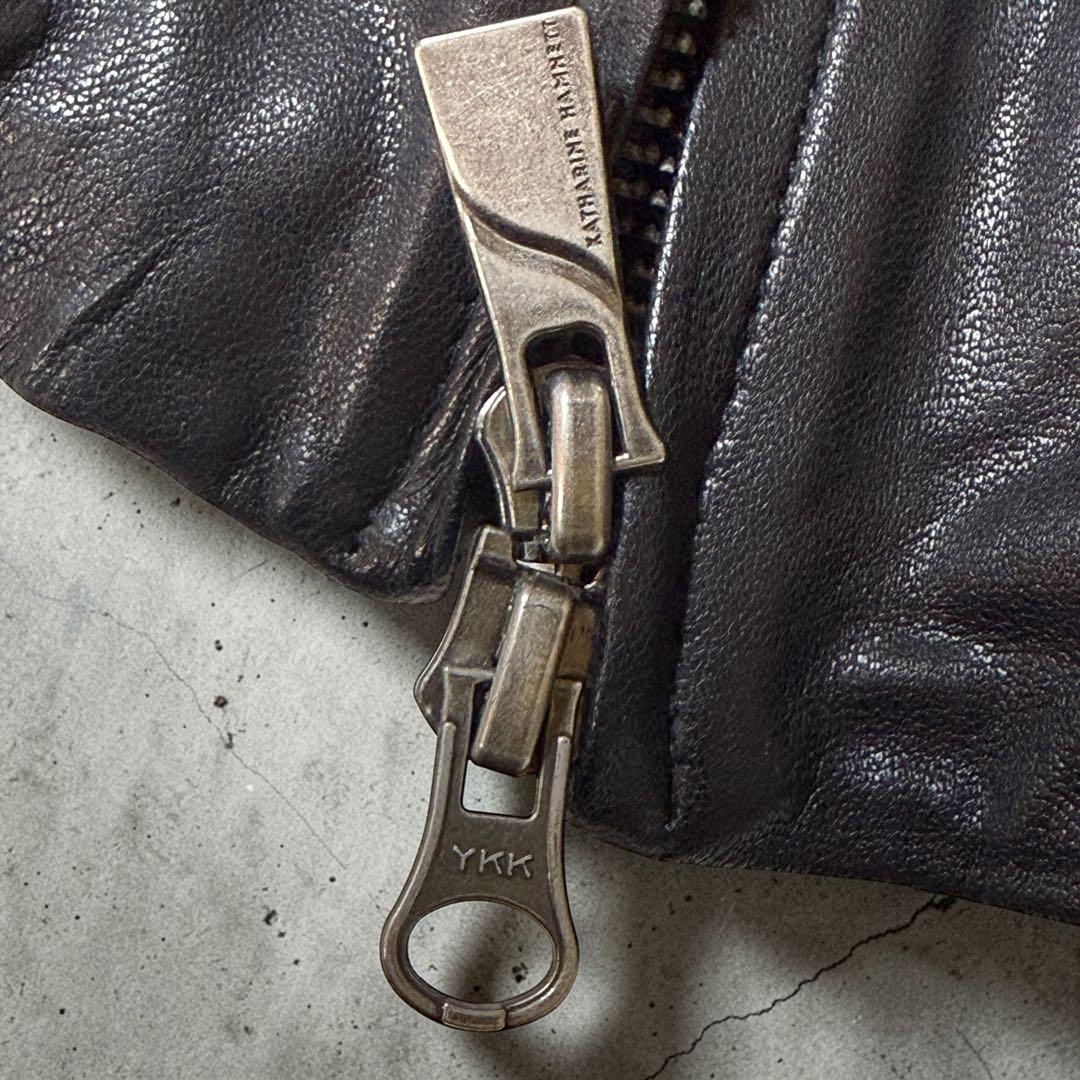 ジャケット・アウター darkwear double zip leather jacket opium