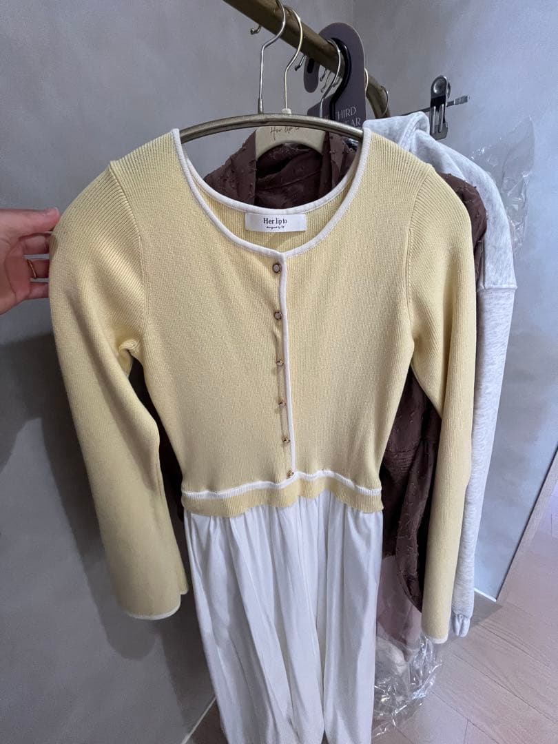 ワンピース herlipto Docking Knit Balloon Dress