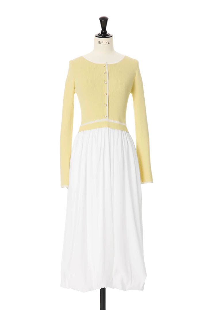 ワンピース herlipto Docking Knit Balloon Dress