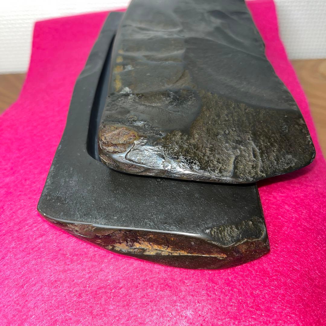 ⭕️諸鹿石硯　希少　大久保喜代雄　共蓋付き自然硯　新品美品　墨持ち良い　鳥取県産出