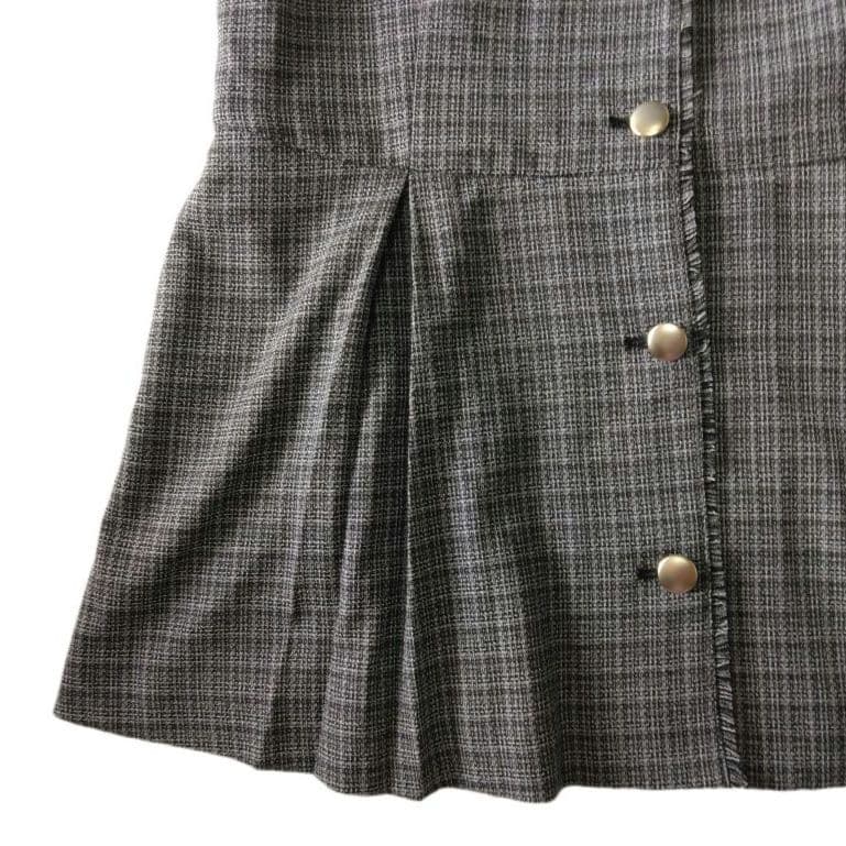 新品　GLOBAL WORK　ツイードペプラムジレ　L　ウォッシャブル　黒