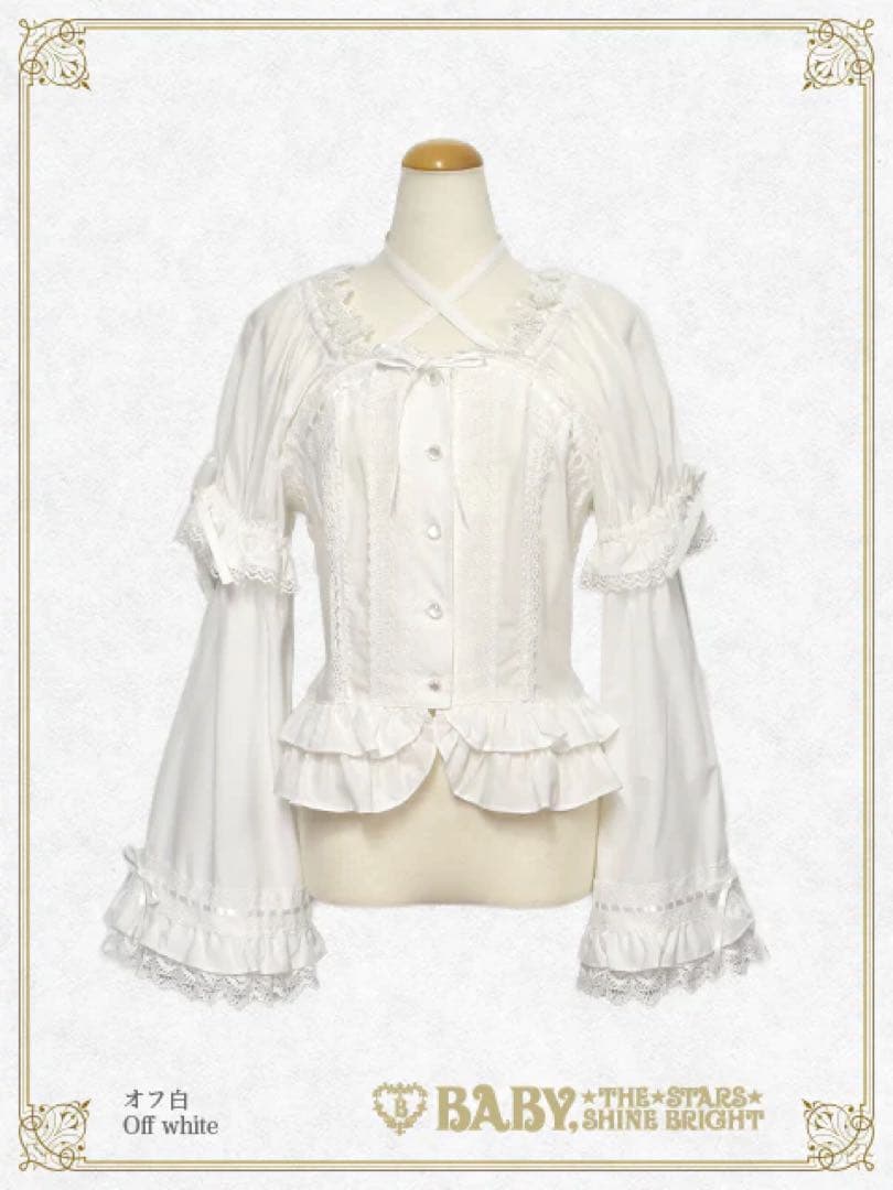 BABY♡ 姫袖後ろシャーリングブラウス オフ白
