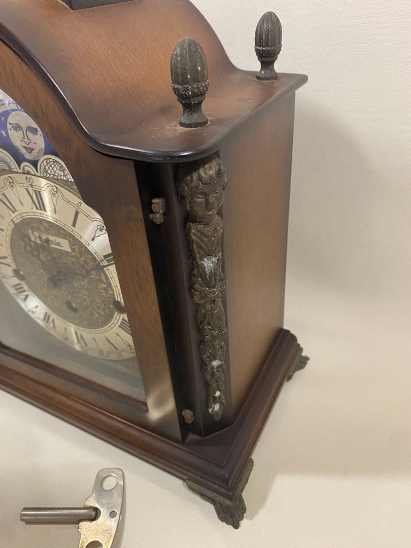 希少品　Hermle ゼンマイ式置き時計　ムーンフェイズ　ドイツ製