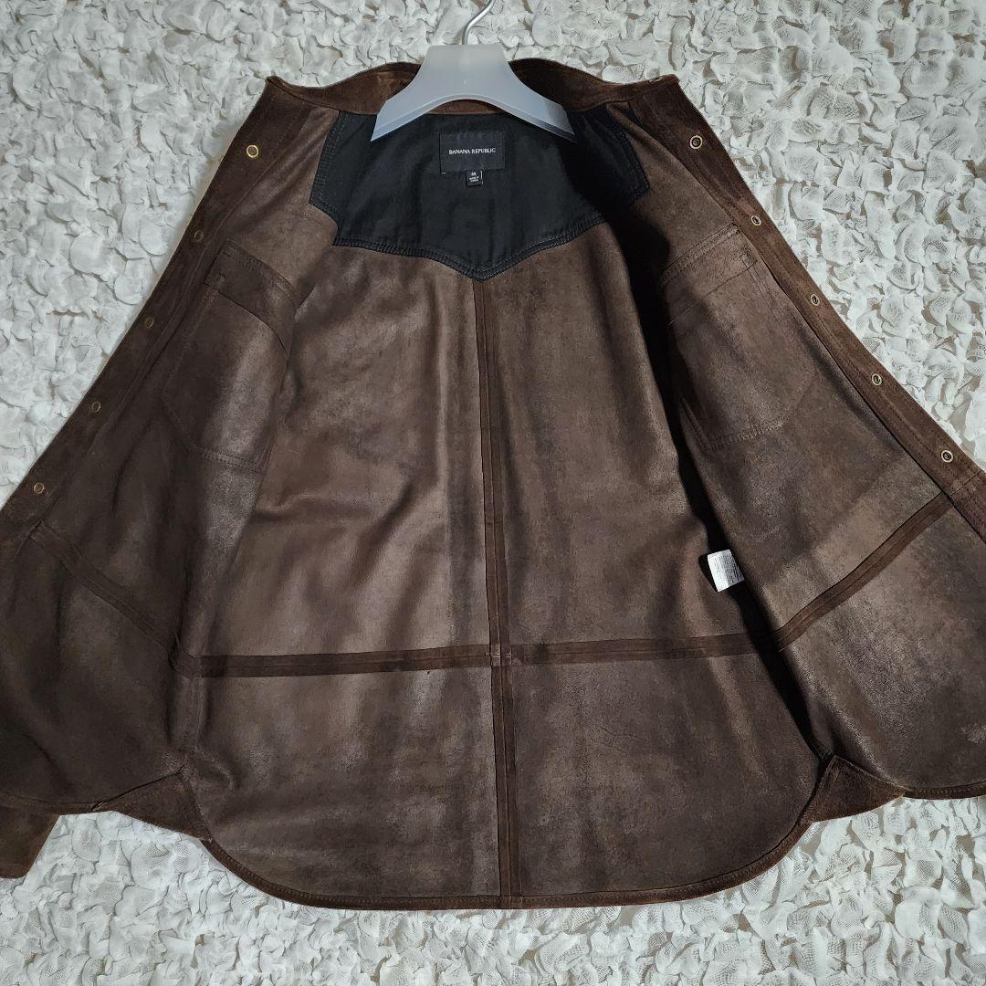美品 バナナリパブリック スエード シャツ ジャケット 本革 ブラウン