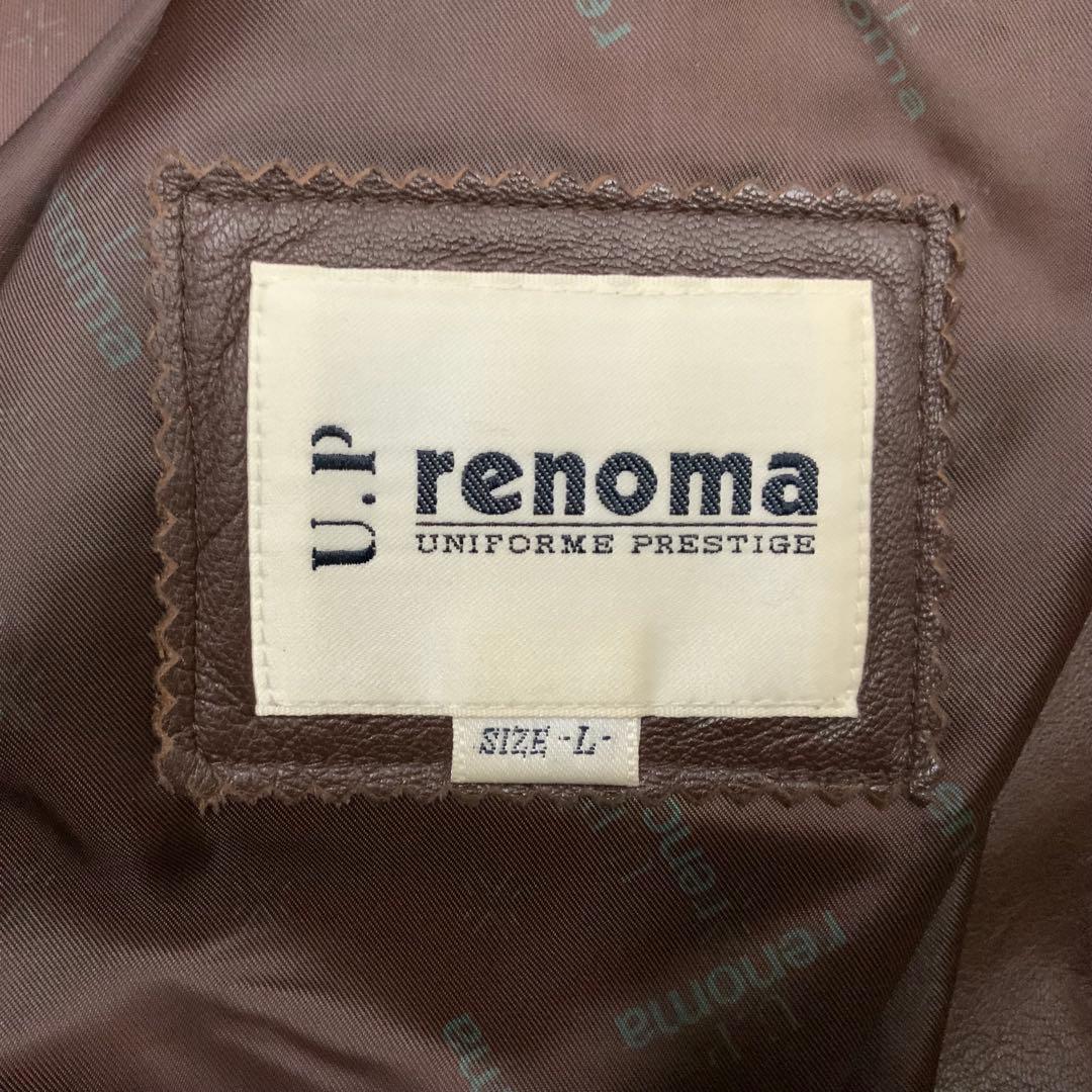 ラムレザー 裏地総柄 renoma レノマ テーラードジャケット メンズL