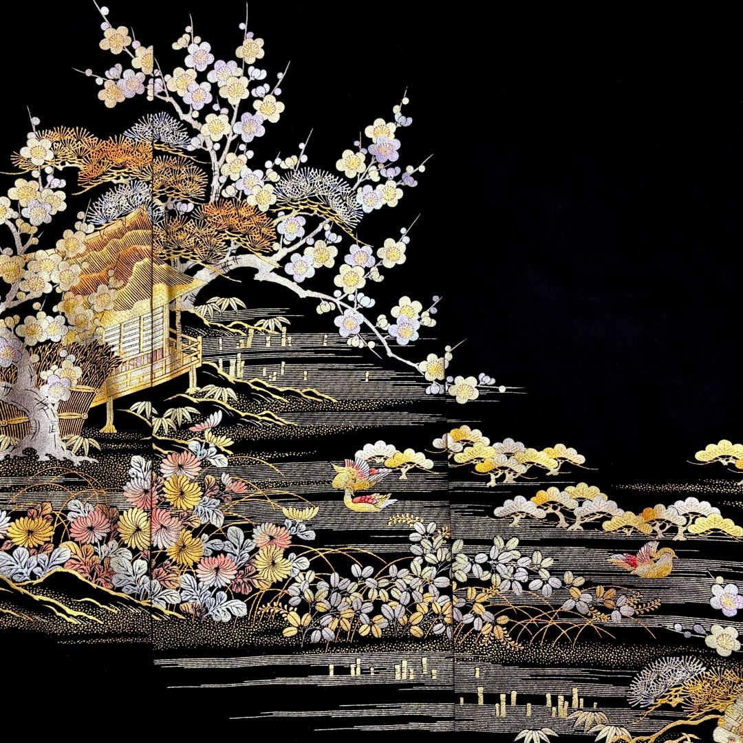 着物リメイクワンピース❀黒留袖ドレス　金彩友禅　作家物　和田光正　結婚式　卒業式