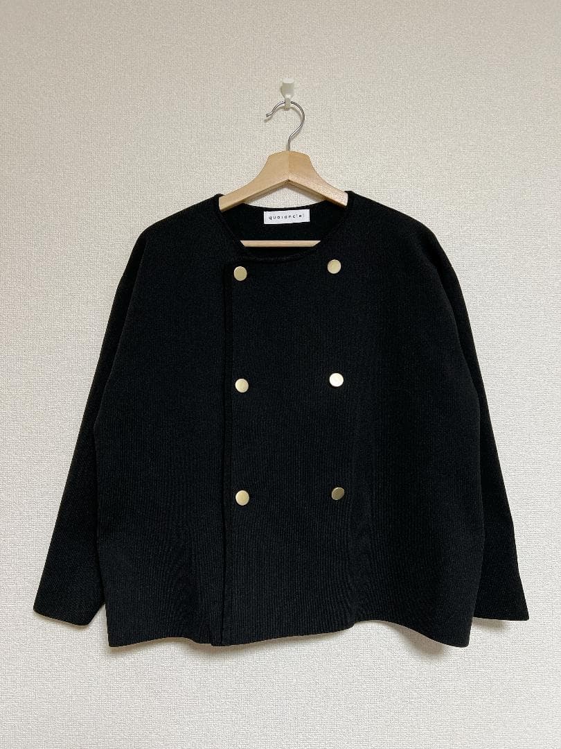 quaranciel ニット ノーカラー ダブルジャケット カーディガン 美品