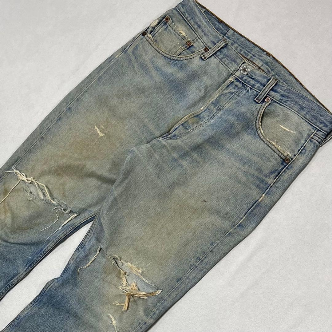 00s Euro Levi’s 501 襤褸 ダメージ クラッシュ デニム