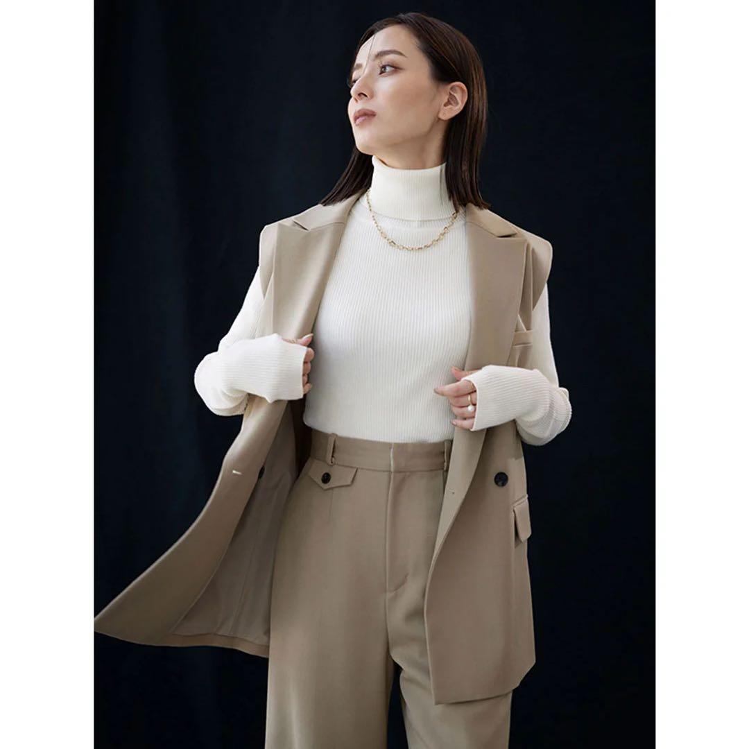 【美品】anuans ウールブレンドツイルオーバー ジレ